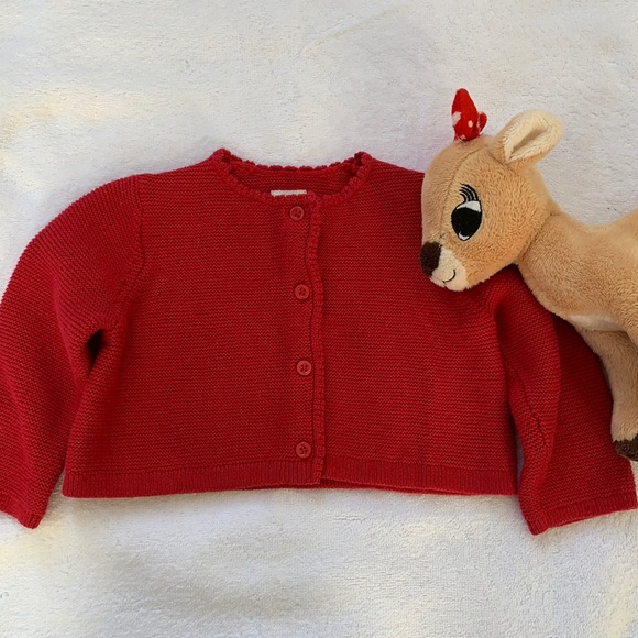 Girls, Baby Gap, Beautiful Little Red Cardigan, Nice Holiday Sweater, 3-6M - Picture 1 of 9